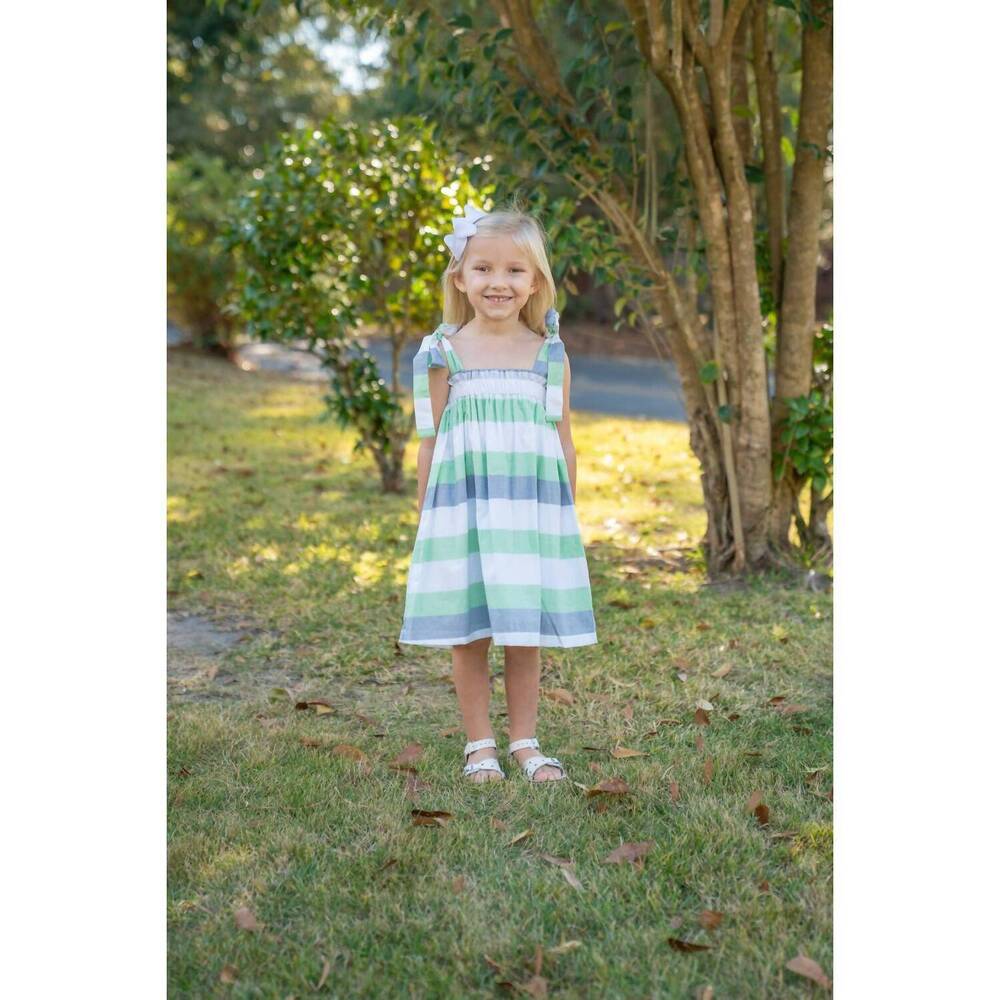 NEW THE OAKS APPAREL lola stripe dress in green/blue